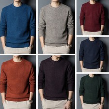 Laine Hommes Mélange Ras Cou Tricoté Pull Haut Décontracté
