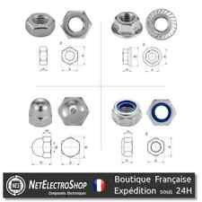 Ecrous Hexagonaux Inox A2, HU, Crantées, Freins, Borgnes, M2 M2.5 M3 M4 M5 M6 M8