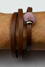 Bracelet cuir 3 tours bicolore marron/noir fermoir magnétique (2)