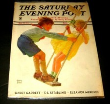 THE SATURDAY POST Magazine JUNE 22 1935 Children on swing  Eugene Iverd      