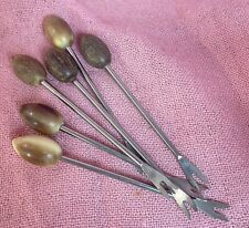 Snail Escargot Forks 6 French Mid Century Modern Set Wood Nut Picks Seafood