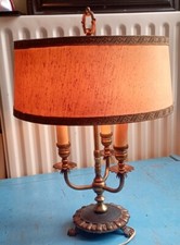Lampe Bouillotte en Bronze à 3 feux,  Abat jour en tissu /