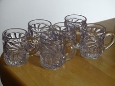 BACCARAT 6  ANCIENS VERRES A LIQUEUR  CRISTAL ROSACES MULTIPLES VIOLET ht 5 cm