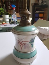 PIED DE LAMPE A PETROLE EN PORCELAINE VIEUX PARIS DECOR FLORAL