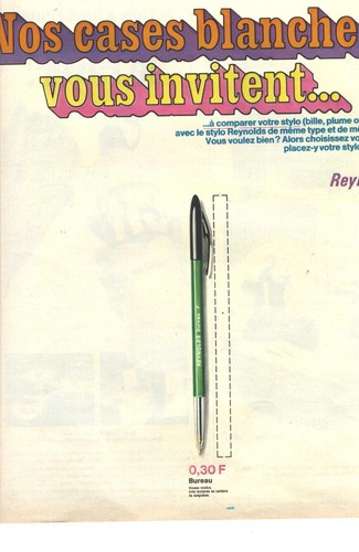 Publicite 1967 reynolds stylo - publicite,
