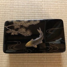 Organisateur de bureau en laque design pin carpe noir or rangement d'occasion