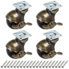 4 Pcs Roue à bille en bronze roulettes de meubles 40mm roulettes à boule arro...