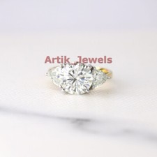 Moissanite Rond Avec 14K