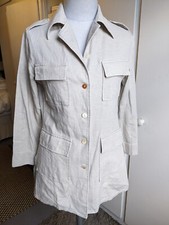 VESTE LIN ECRU STYLE SAHARIENNE T. 38