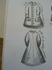  ANCIEN PATRON LA POUPEE MODELE 34CM  PALETOT MANTEAU  MARS 1877