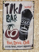 Drapeau "TIKI BAR"  Vintage 60x90cm - Idéal Déco Garage Loft ou autre