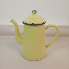 ☕ Cafetière Ancienne En Tôle Émaillée Jaune