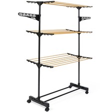 Séchoir à linge vertical pliable 3 niveaux MAXIMA capacité 20M noir et effet boi