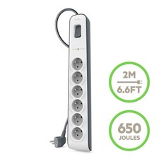 Multiprise Belkin Parafoudre 6 prises, 650 Joules, cordon 2 m Blanc
