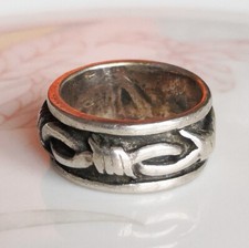 bague vintage Fil barbelé en argent massif 925 poinçon minerve Taille 53-54