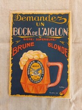 Affiche publicitaire originale pour la bière supérieure Bock de l'aiglon Arques