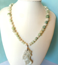 Collier jade naturel blanc - collier, en
