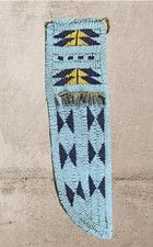 Couvre-couteaux en perles indigènes fourreau de couteau en cuir rouge Indiens...