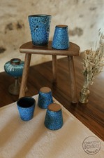 Service Blue Lava – 5 tasses à café + pot à lait / service à orangeade