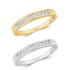 Bague Femme Semi Pavée Or Blanc/Jaune 9 k/carat et Diamant 0.17 Carat