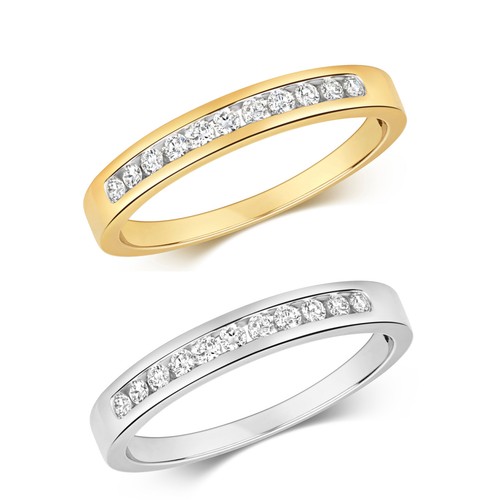 Bague femme semi - pavée, or