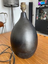 Pied de lampe Céramique noire vintage dlg Georges Jouve Capron design 1950 Blin