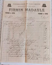 1914  FACTURE  Firmin Madaule  Tonnellerie Villeneuve -les-Beziers