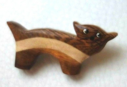 Broche bois chat - en, neuf