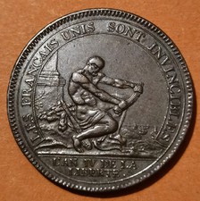 Monneron à l' Hercule ♦ LES FRANCAIS UNIS SONT INVINCIBLES ♦ 5 Sols ♦ 1792 AN IV