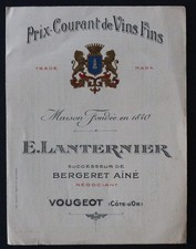 Prix courant 1921 Clos VOUGEOT