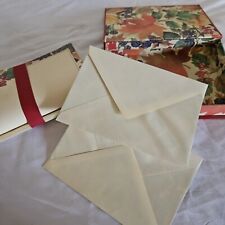 A3 BOITE COLORÉE DECORATION FEUILLES  AVEC PAPIER A LETTRE ET ENVELOPPES VINTAGE
