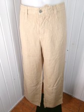 Pantalon 100% lin beige taille haute braguette Bouton lien resserrer Dockers w38
