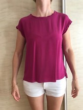 Top Sandro NEUF, T.1, 100% soie, couleur framboise