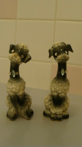 Vintage ceramic poodle salt - poodle,