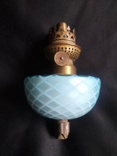 Toupie/réservoir de lampe à pétrôle/piano en verre bleu nuancé & strié / Clichy?