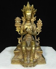 8.8" Old Tibetan Bronze Gilt