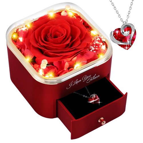 Rose eternelle avec collier - eternelle,