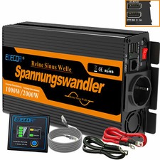 Convertisseur 12V 220V Onde sinusoïdale pure 1000W onduleur EDECOA