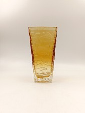 Vase vintage verre givré ambré Peill & Putzler années 60 70's midcentury design