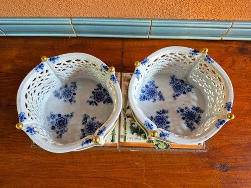 Lot paire paniers porcelaine - lot,