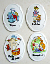 Ensemble de 4 plaques portes céramique Cuisine, Chambre, Salle de bain, Séjour