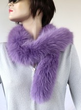 Fourrure Écharpe 2in1 Renard Bleu Boa Loop Étole Cache-Cou Filets Manteau Lilas