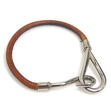 Authentique bracelet HERMES Jumbo marron/cuir argenté/métal - e59608a