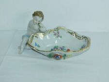 Dresden Porcelaine Putto Coupe Anbietschale Avec Fleurs !