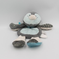 Doudou plat oiseau pingouin gris bleu Louis NOUKIE'S - 29212