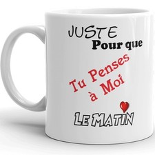 Mug Amour je t'aime coeur penses à moi le matin déclaration tasse céramique i...