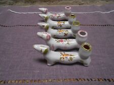 5 Porte-couteaux  et bougeoirs Vintage céramique forme Chien fait main