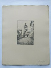PLANCHE SUR VELIN D'ARCHES DESSIN GEORGES SALLE BRUGES EGLISE DE JERUSALEM