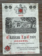Étiquette Château La Croix 1971 - Pomerol - 75 cl