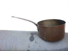 Antique French Copper Cook Pot Sauce Saute Pan Iron Handle Primitive 5.7 Qt